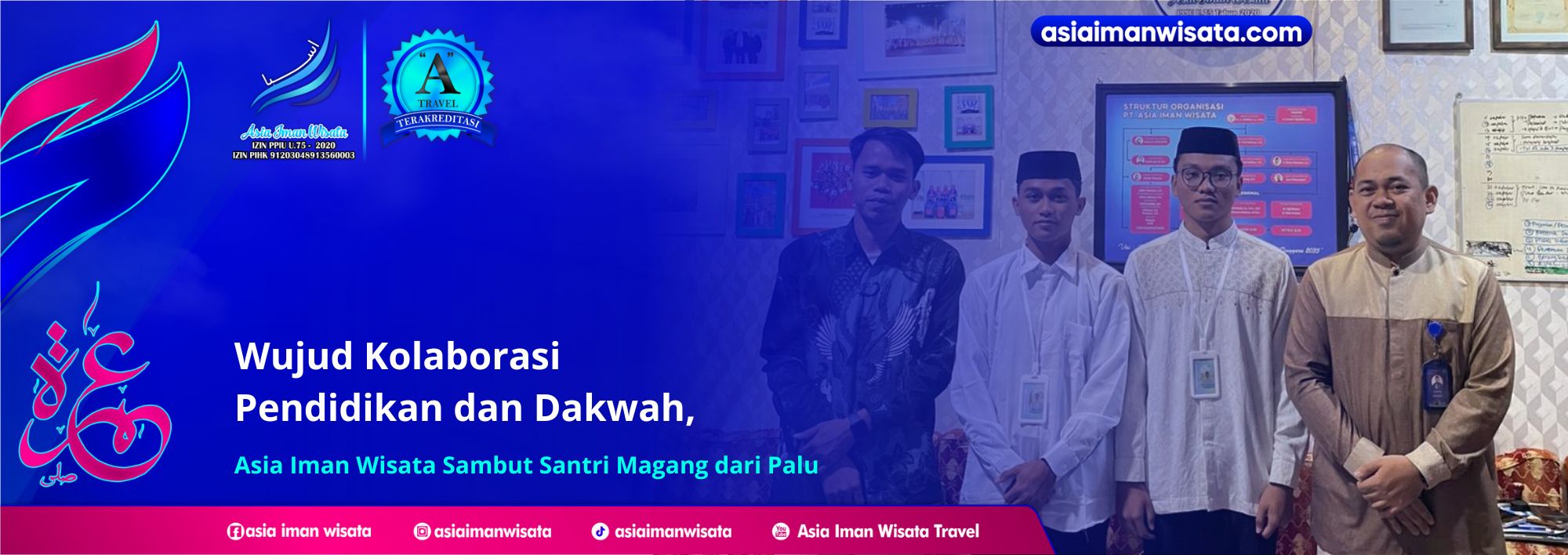 Wujud Kolaborasi Pendidikan dan Dakwah, Asia Iman Wisata Sambut Santri Magang dari Palu