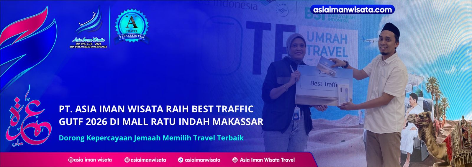 PT. Asia Iman Wisata Raih Best Traffic GUTF 2026 di Mall Ratu Indah Makassar